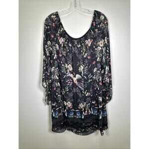 Alice + Olivia Dress‎ L Mythical Garden Whimsigoth Fairy Slit Flutter Sleeve